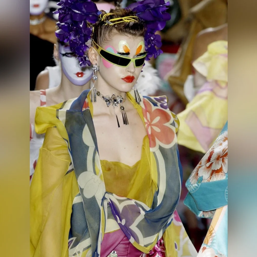 2003 Christian Dior by John Galliano Green Yellow Wrap Bandage Sunglas